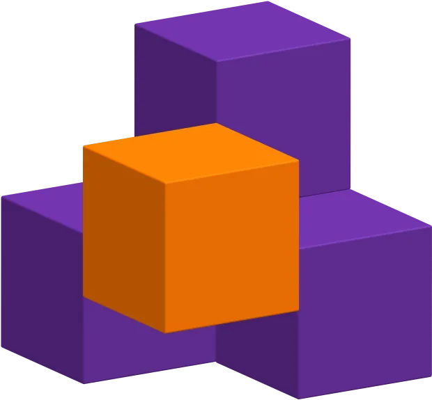 3 purple and one orange cubes