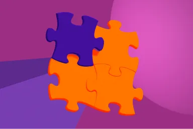 orange puzzle over pink background