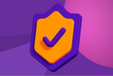 shield with check mark over purple background