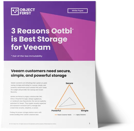 A brief description of the benefits of a secure, simple and powerful data warehouse for Veeam users.