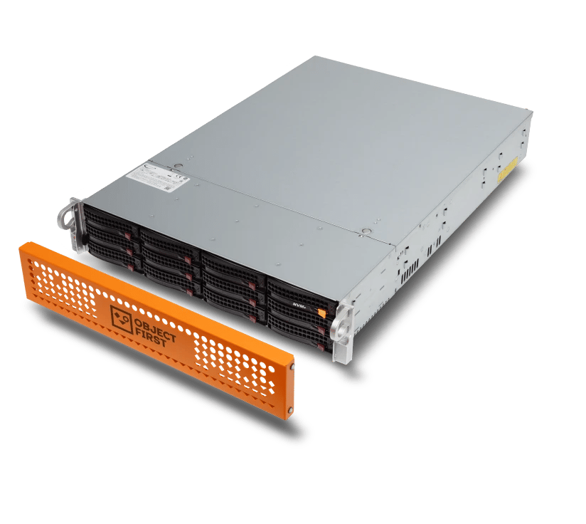 Perspective view of the server with the front panel removed