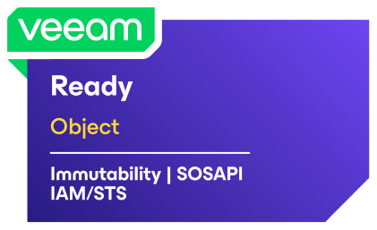 Veeam Ready Badge - Object. Immutability | SOSAPI | IAM/STS