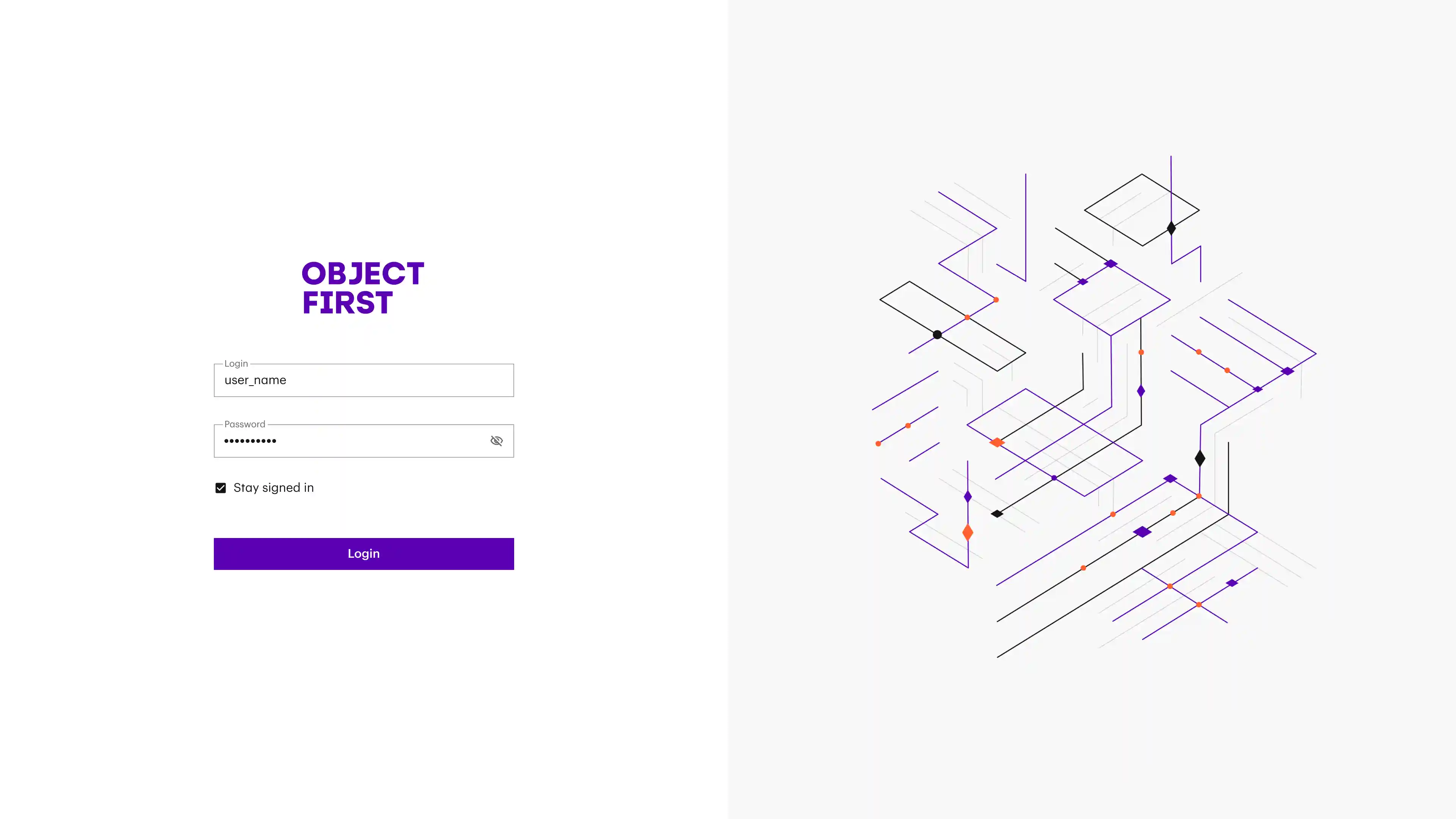 Object First Cluster Manager sign-in screen for accessing the appliance interface.