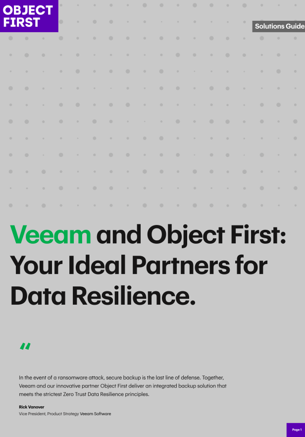 Veeam und Object First Leitfaden für gemeinsame Lösungen – Titelblatt