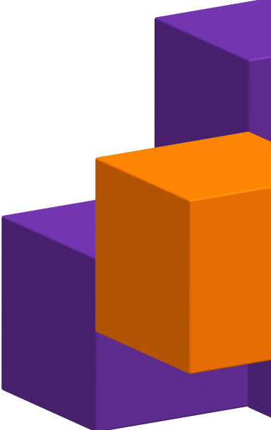 Fundo da seção 'Simples': 3 cubos roxos e um cubo laranja