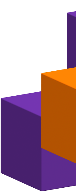 Fundo da seção 'Simples': 3 cubos roxos e um cubo laranja