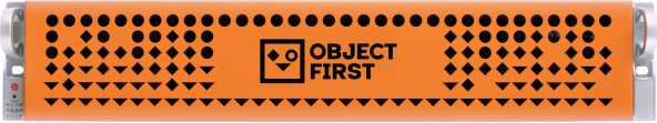 Servidor frontal laranja Object First