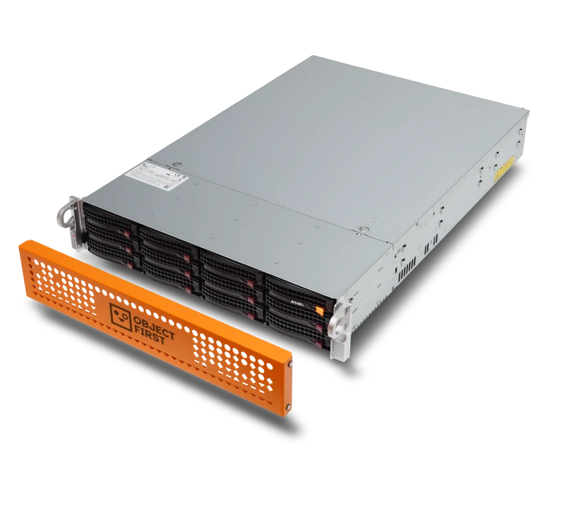 perspective view of the server with the front panel removed