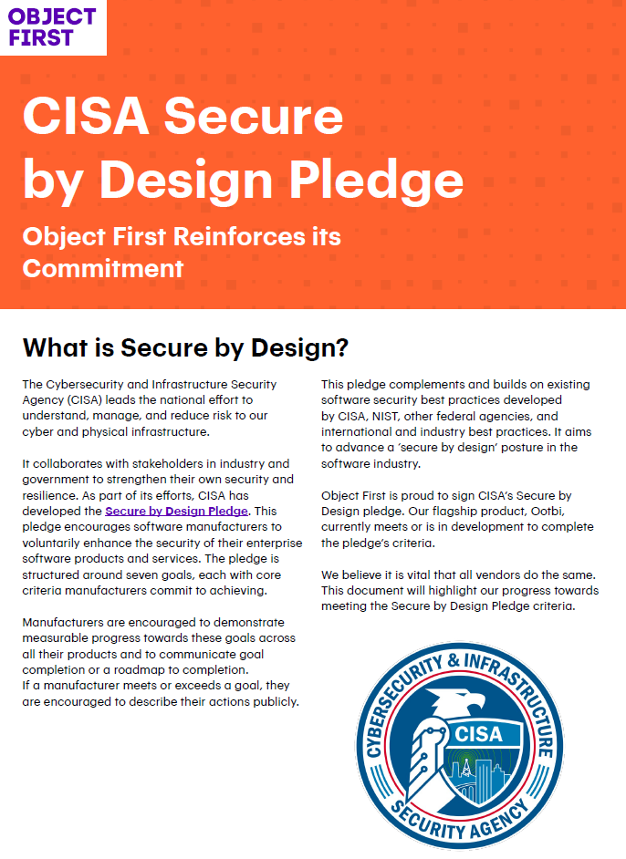 Object First Pledges to be Secure by Design