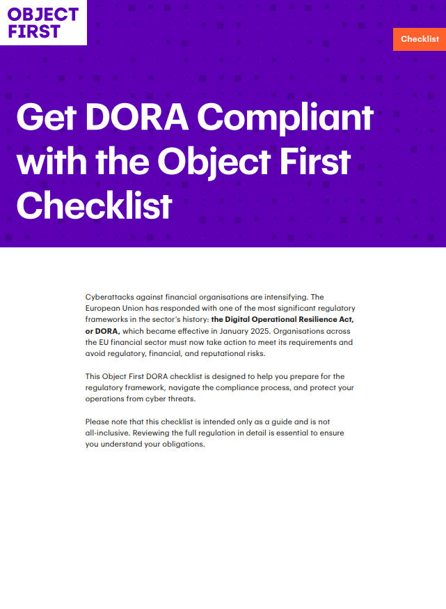 Object First DORA Compliance Checklist
